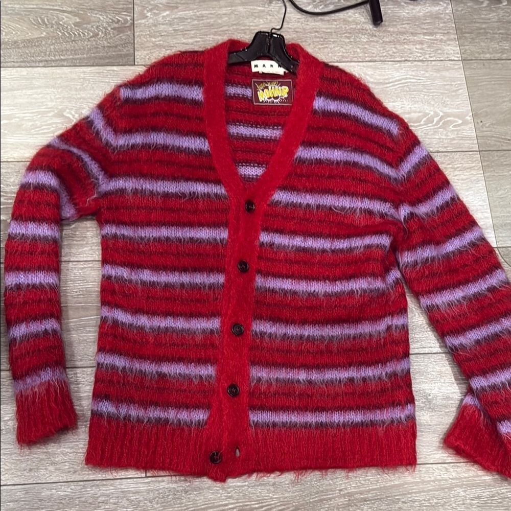 Marni Red and Purple Striped Sweater    Size 48 (Euro)